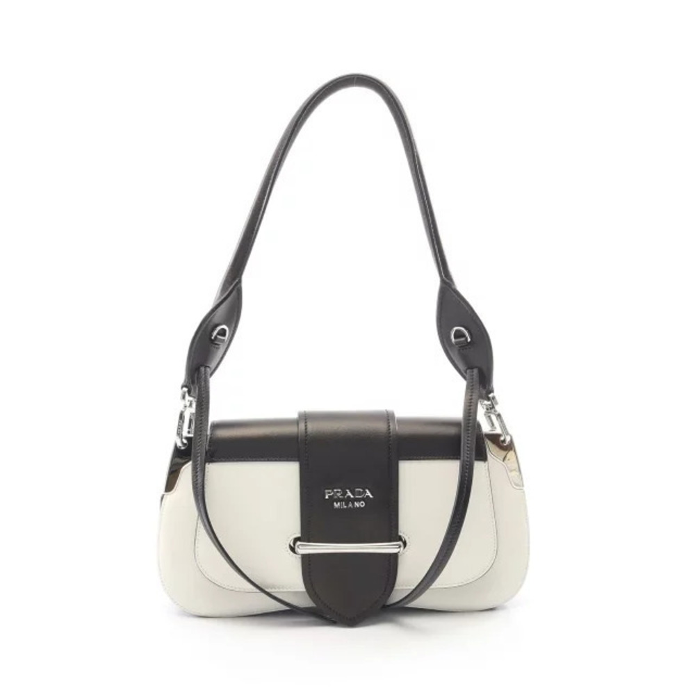 Prada Sydney Shoulder Bag Leather Black White